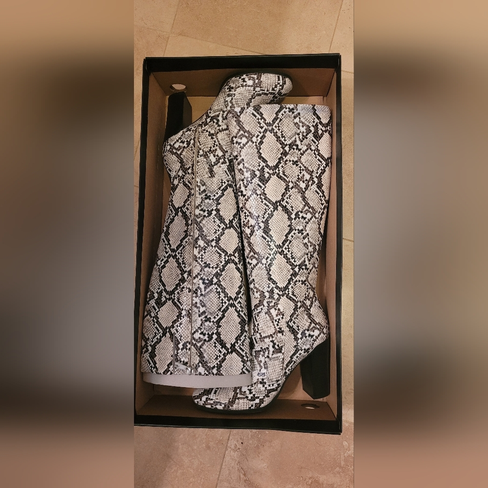 Kenneth Cole Knee High Snake Boots